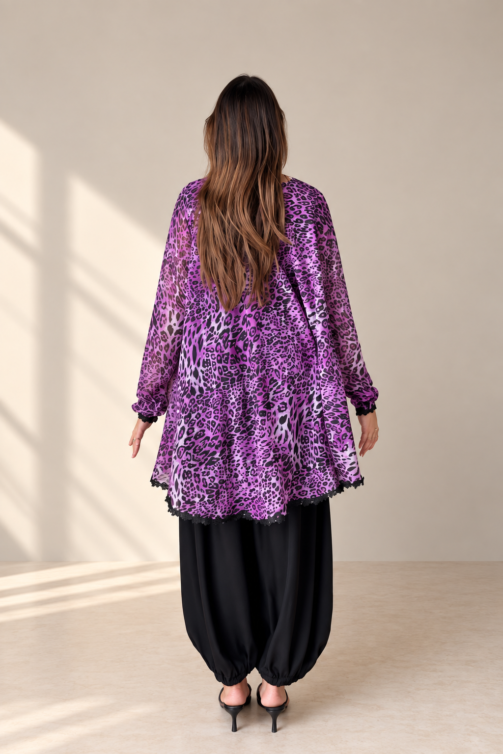 purple cheetah print kurta set