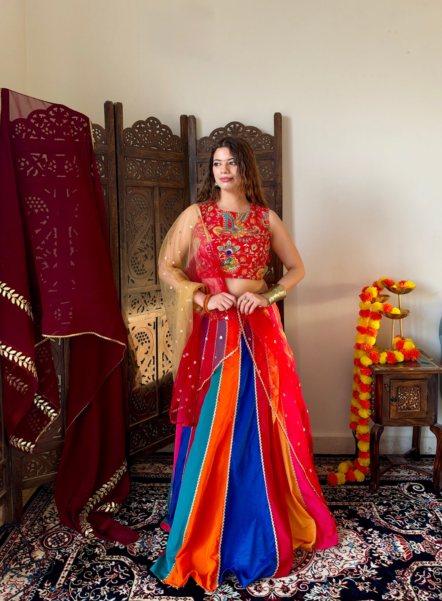 multi colour Navratri lehenga