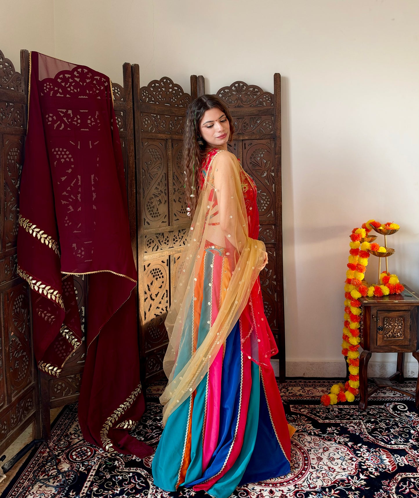 multi colour Navratri lehenga