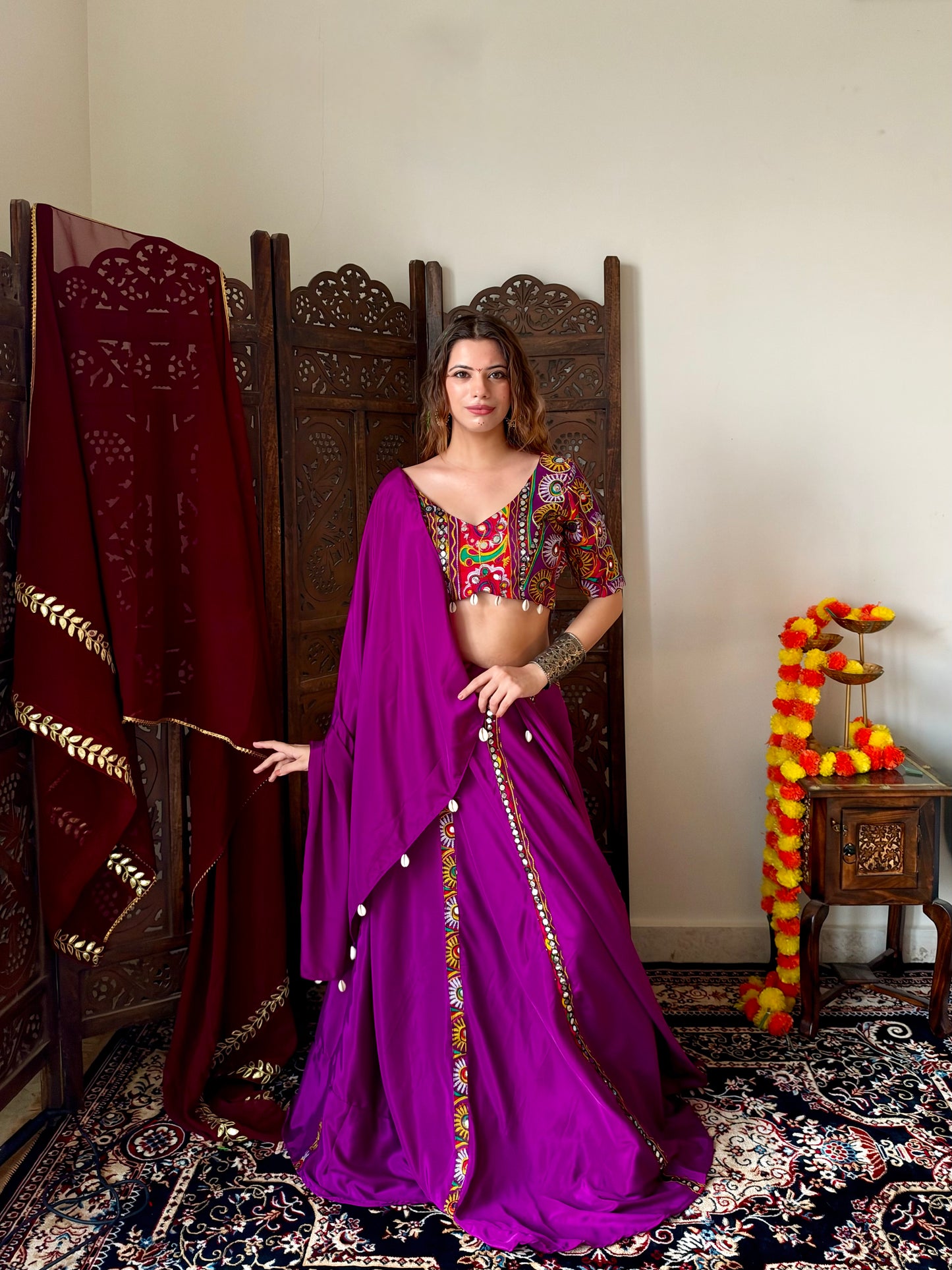 purple Navratri lehenga