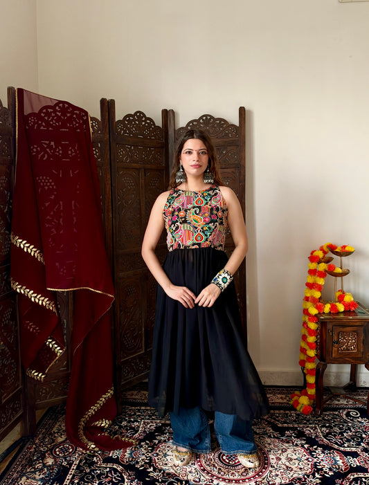 black backless kurti