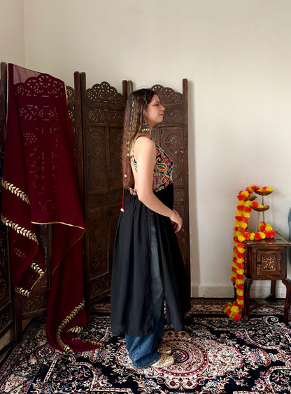 black backless kurti