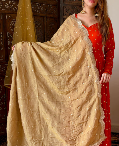 orange anarkali with dupatta
