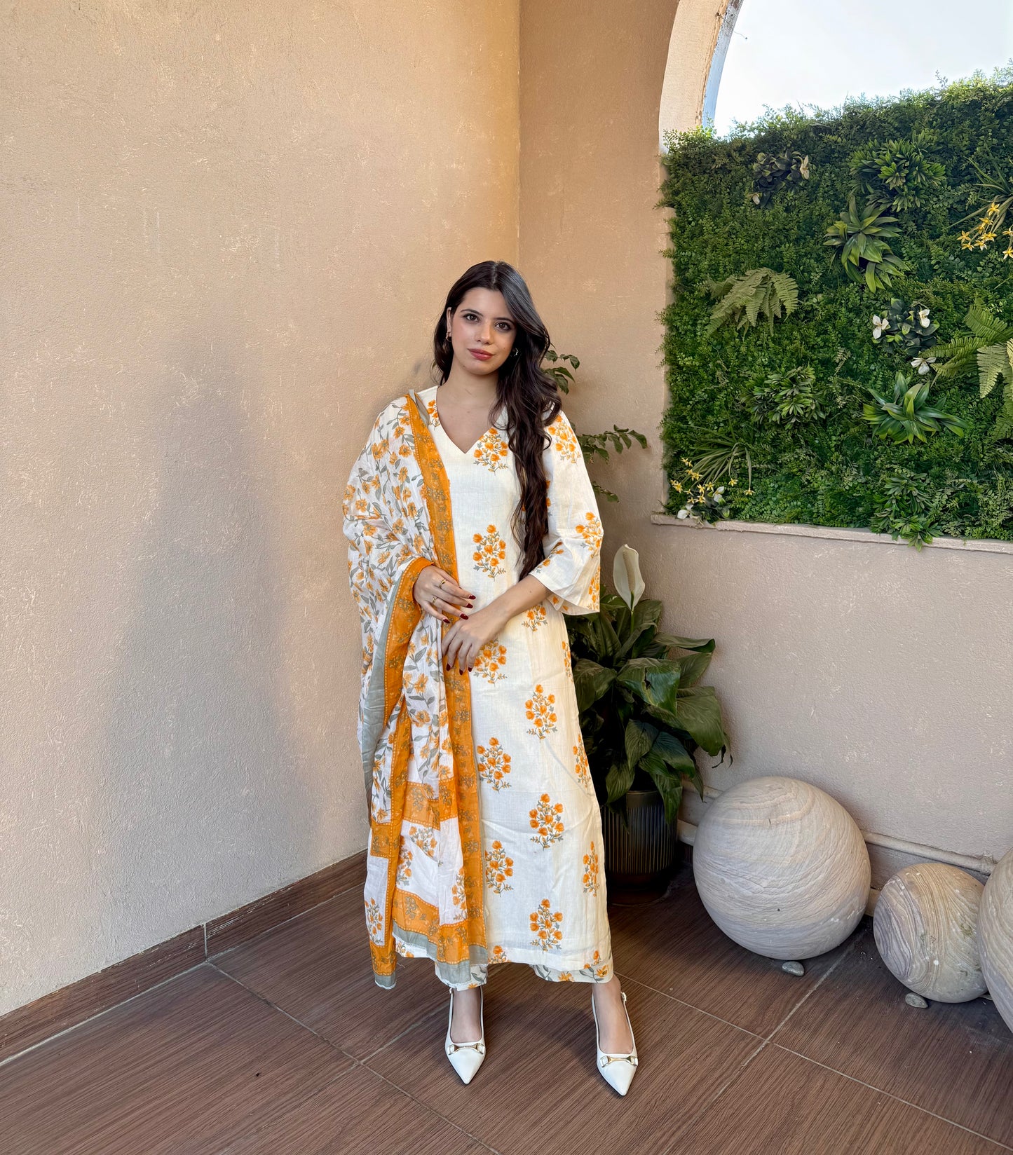 Sunlit Bloom Cotton Kurta Set