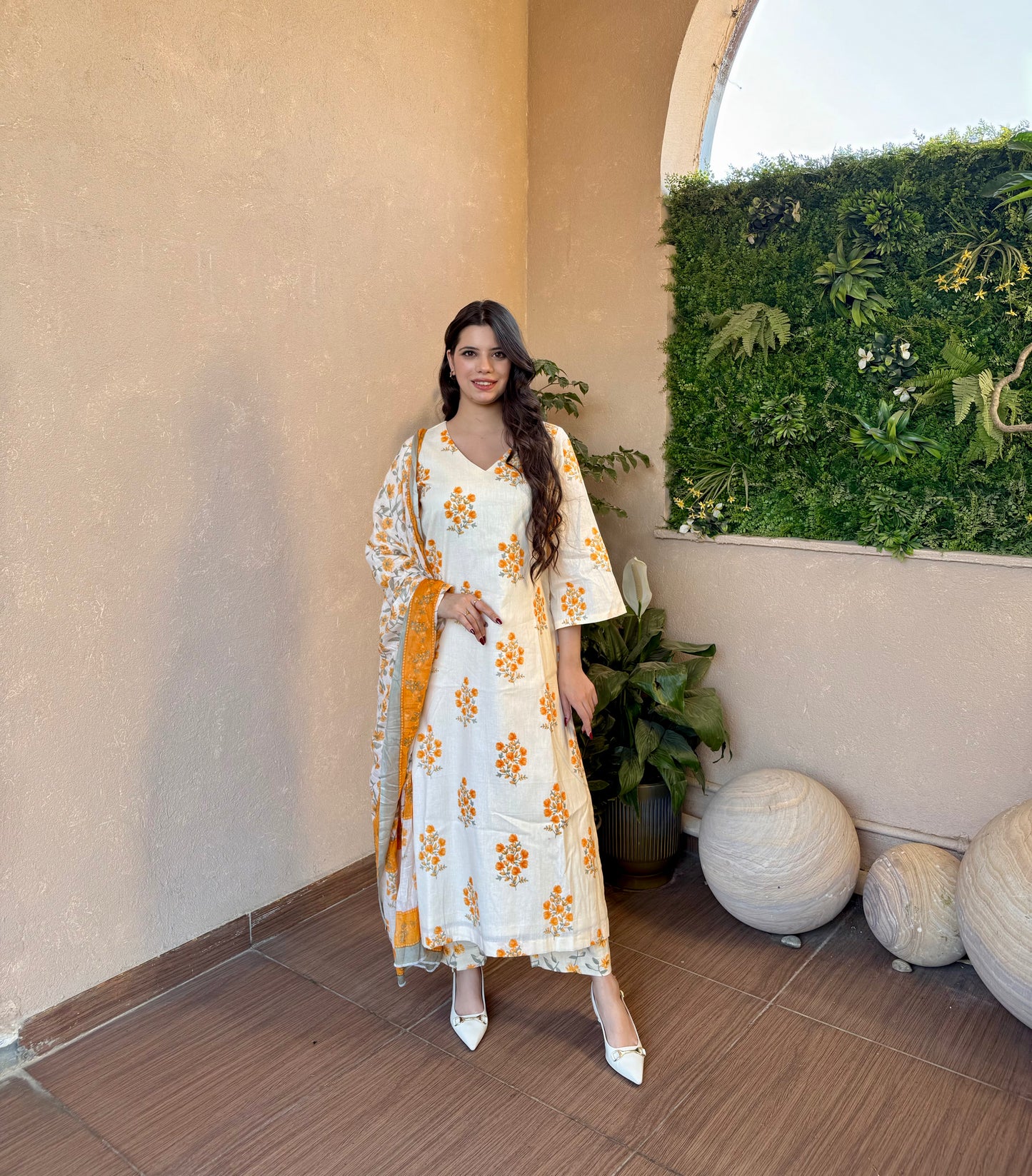Sunlit Bloom Cotton Kurta Set