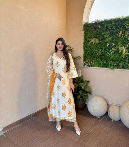 Sunlit Bloom Cotton Kurta Set