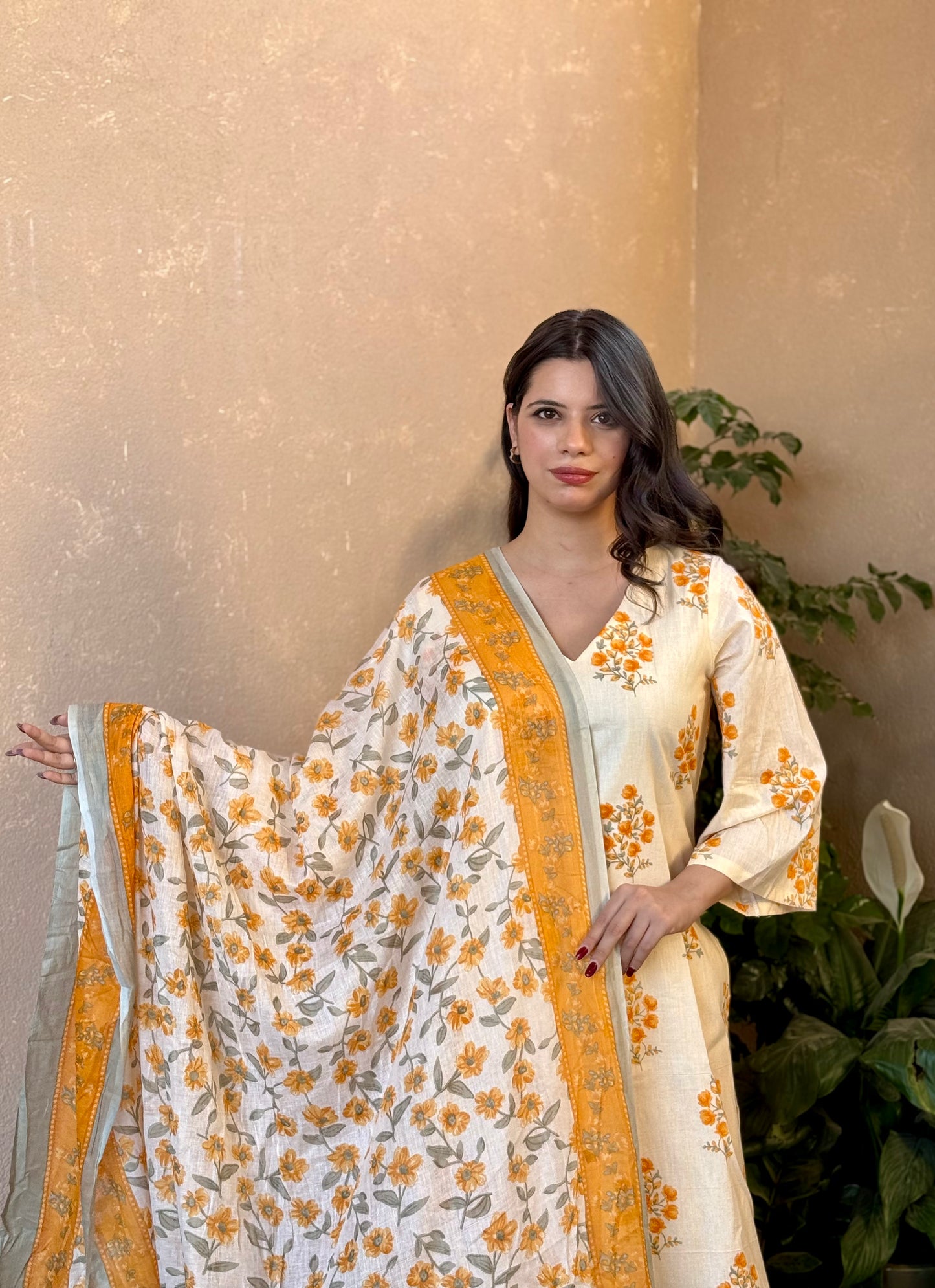Sunlit Bloom Cotton Kurta Set