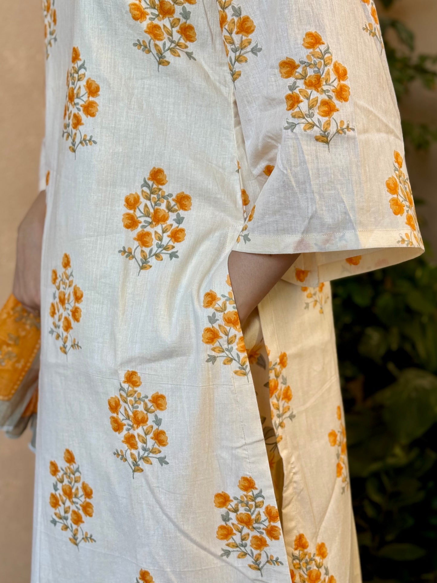 Sunlit Bloom Cotton Kurta Set