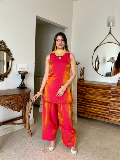 Orange Farzi salwar with net dupatta