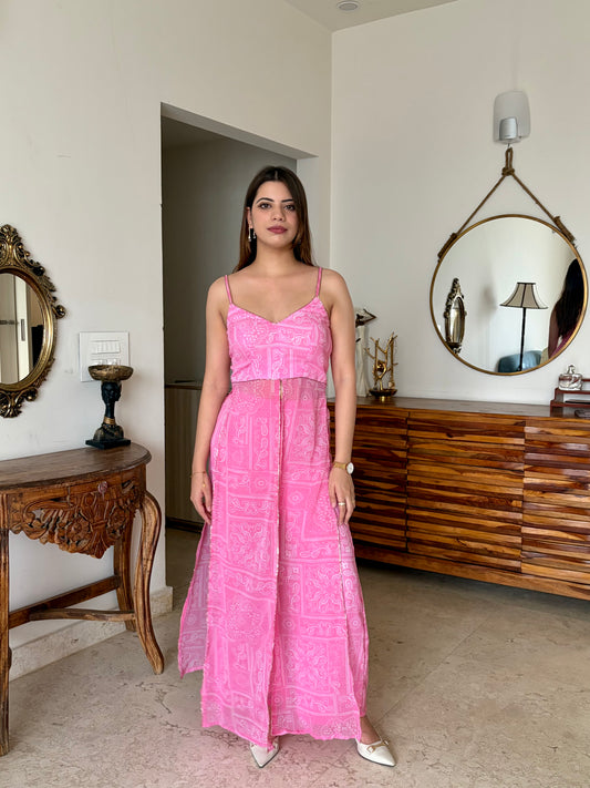 Pink georgette coord