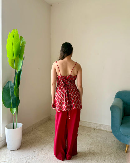 Maroon Printed Co-ord Set with Shrug | Elegant Ethnic Co-Ord for Women