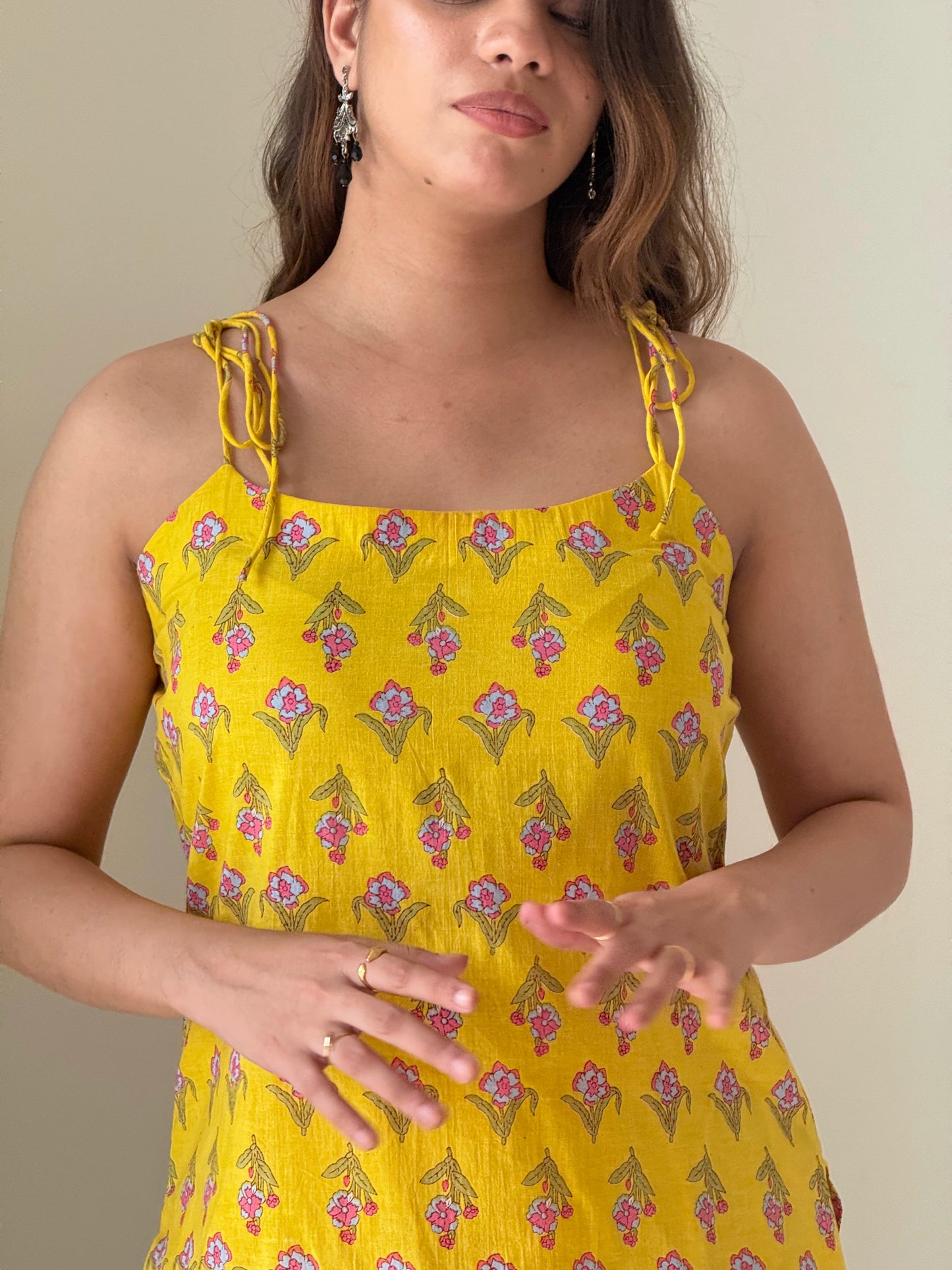 Sunshine Yellow Floral Printed Kurta Set with Patiala Pants | Casual Ethnic Wear