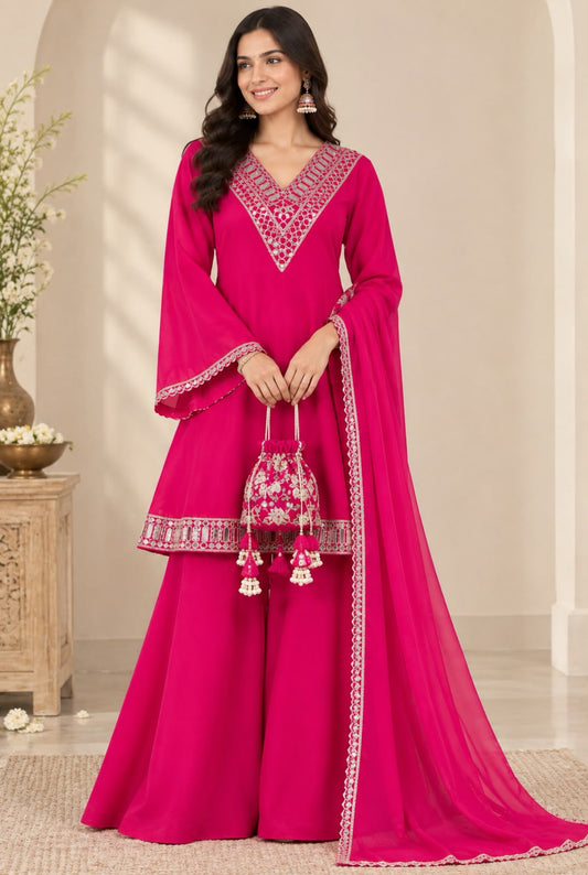 Pink vibrant suit with dupatta
