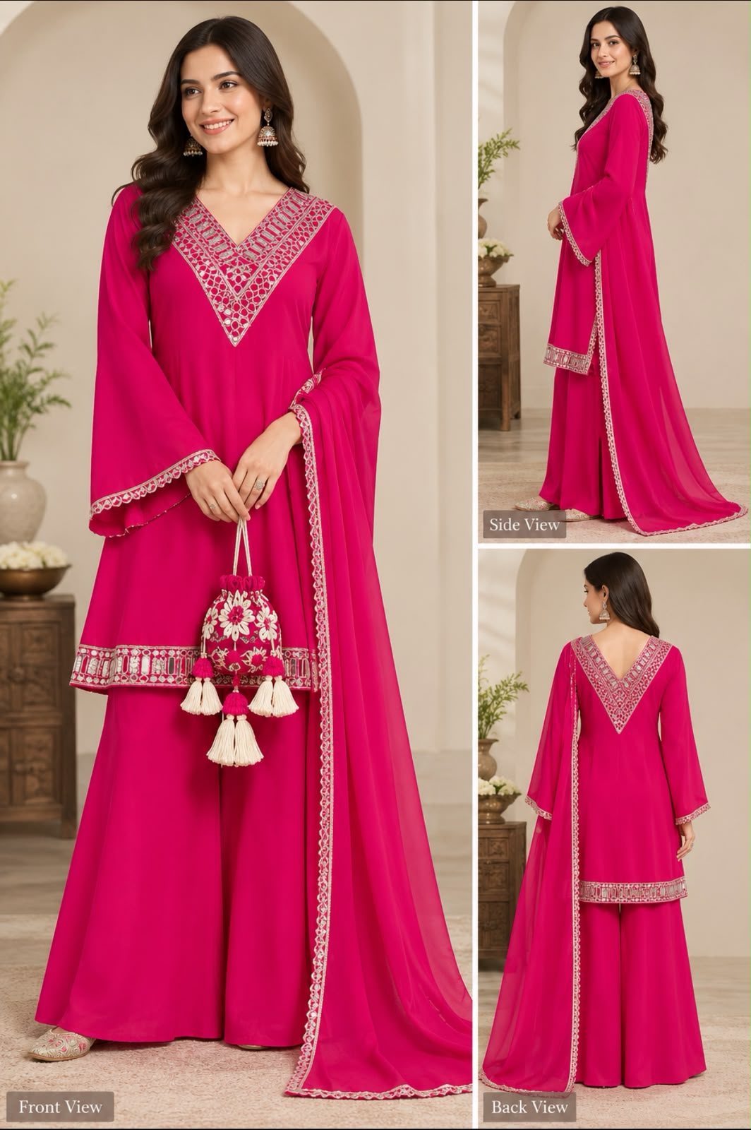 Pink vibrant suit with dupatta
