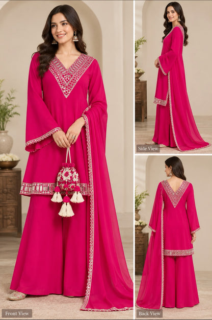 Pink vibrant suit with dupatta