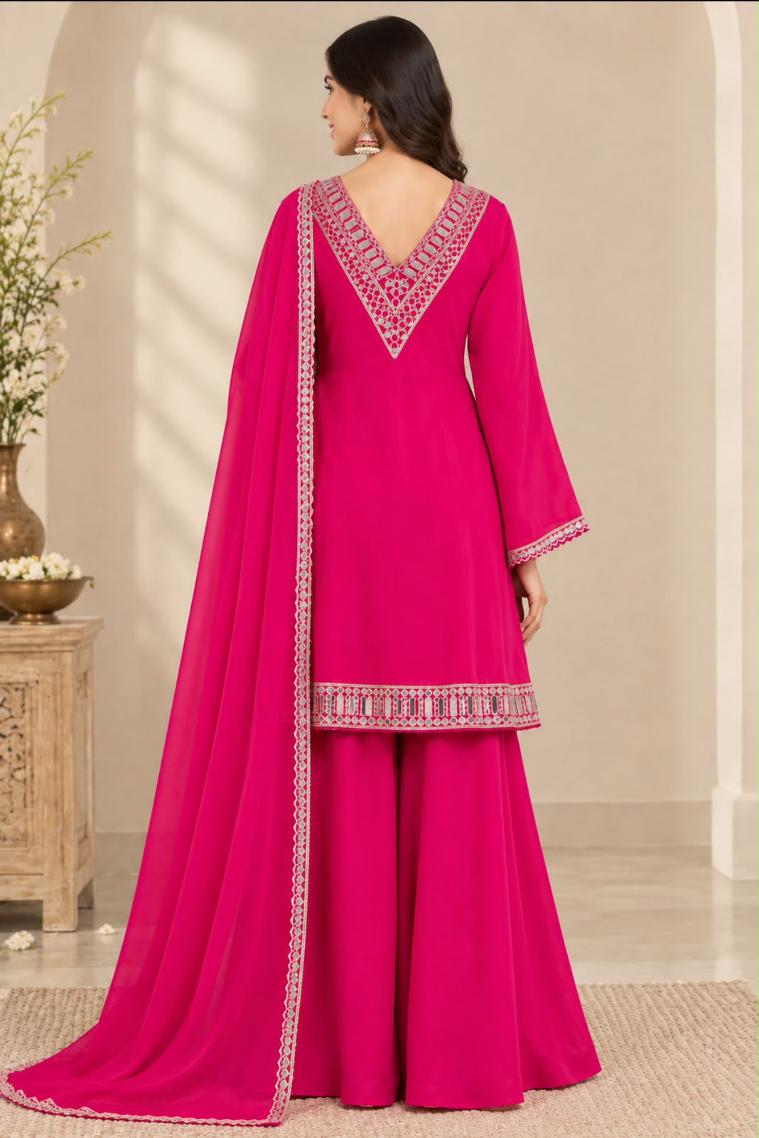 Pink vibrant suit with dupatta